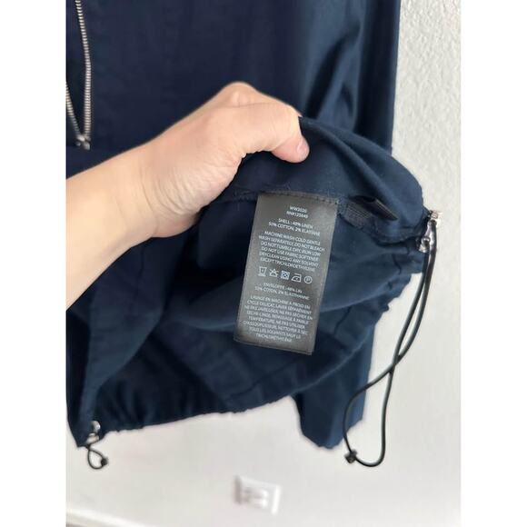 Aether Women’s Italian Cotton-Linen Blend Mara Anorak Navy Sz‎ L - Picture 5 of 8